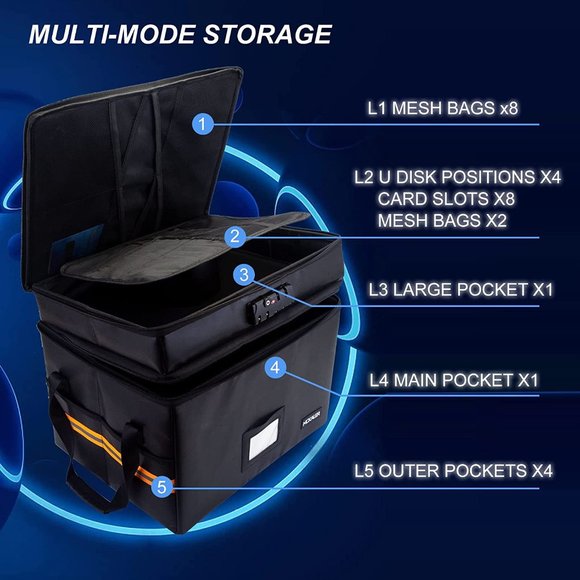 Fireproof Document Organizer with Lock, 2 Layer File Box Organizer, Portable - Picture 7 of 7